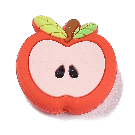 Apple Food Grade Eco-Friendly Silicone Focal Beads SIL-B001-02A-1