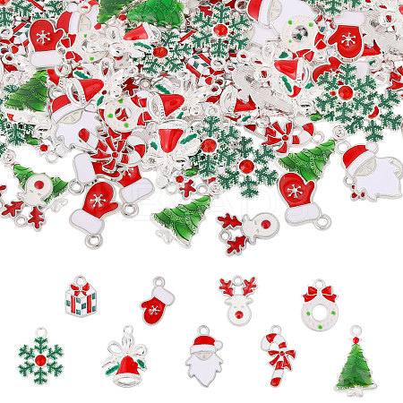 72Pcs 9 Styles Christmas Theme Alloy Enamel Pendants ENAM-CA0001-89-1