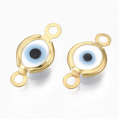 Handmade Evil Eye Lampwork Links connectors STAS-T041-02G-05-1