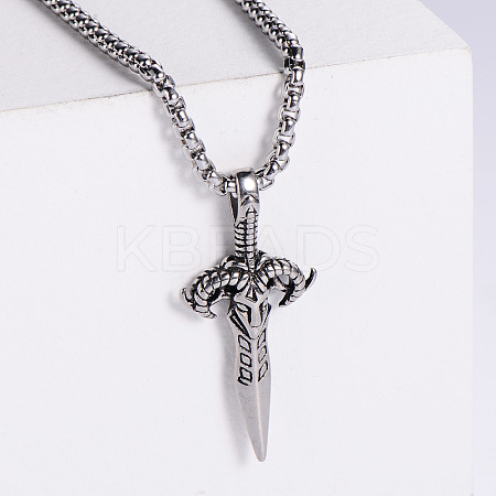 Gothic Style Retro 304 Stainless Steel Cross Pendant Punk Necklaces for Fashionable Men LC7569-1-1