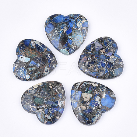 Synthetic Gold Line Regalite/Imperial Jasper/Sea Sediment Jasper Pendants G-S329-068A-1