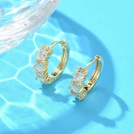 Brass Micro Pave Clear Cubic Zirconia Hoop Earrings EJEW-C122-02G-1