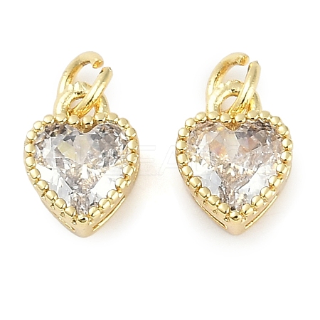 Real 18K Gold Plated Brass Inlaid Cubic Zirconia Charms ZIRC-L100-074G-04-1