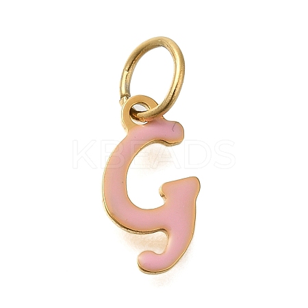 Ion Plating(IP) 304 Stainless Steel Enamel Alphabet Charms STAS-F308-02G-G-1