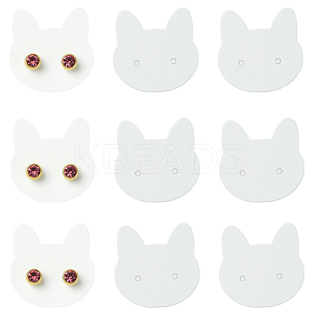 100Pcs Cat Shaped Paper Earring Display Cards EDIS-YW0001-09B-1