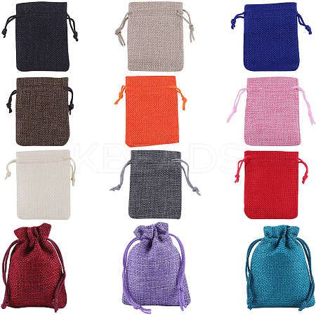 24Pcs 12 Colors Burlap Packing Pouches Drawstring Bags ABAG-BBC0001-09-1