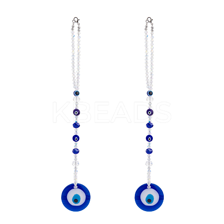 Flat Round with Evil Eye Resin Hanging Decoration HJEW-FH00038-1