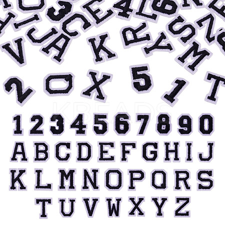 36Pcs 2 Sets 2 Styles Letter A~Z & Number 0~9 Polyester Embroidery Sew On Patches Sets PATC-TA0001-55G-1