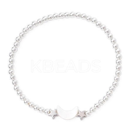 Electroplate Non-magnetic Synthetic Hematite Round Beads Stretch Bracelets BJEW-JB12584-02-1