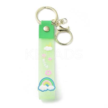 Transparent Rainbow PVC Plastic Wrist Strap Keychains AJEW-M219-01C-G-1
