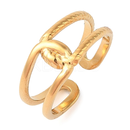 Ion Plating(IP) 304 Stainless Steel Open Cuff Rings for Women RJEW-Z057-10G-04-1