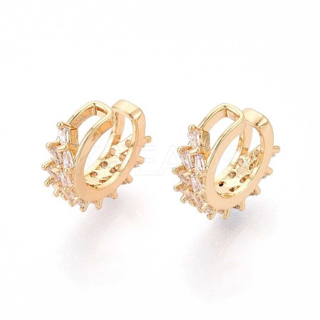 Brass Micro Pave Clear Cubic Zirconia Cuff Earrings EJEW-T047-56G-1