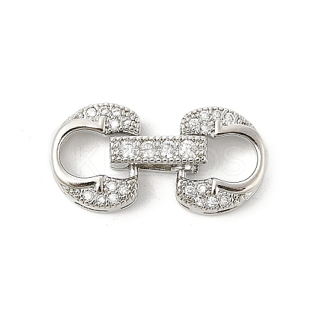 Brass Micro Pave Clear Cubic Zirconia Fold Over Clasps KK-U059-14P-1