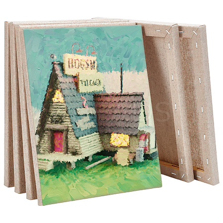 6Pcs Rectangle Wood Painting Linen Panels AJEW-WA0001-08-1