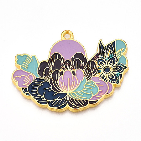 Rack Plating Alloy Enamel Big Pendants ENAM-N056-395C-G-1
