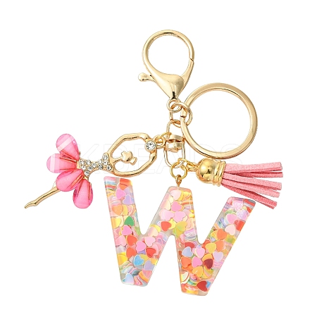 Letter A~Z Transparent Glitter Resin Pendant Keychains KEYC-FZ00024-23-1