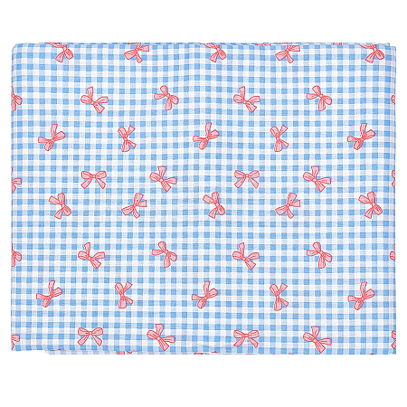 Bowknot & Tartan Pattern Cotton Fabric DIY-WH0890-31B-1