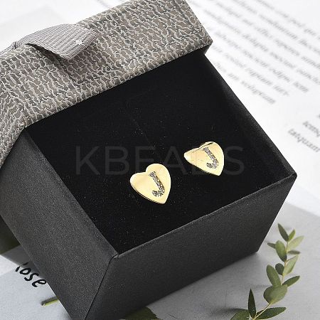 Rack Plating Brass Micro Pave Clear Cubic Zirconia Stud Earrings EJEW-K299-01G-J-1
