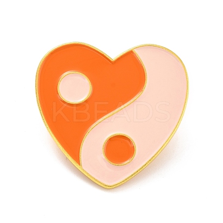 Heart with Yin Yang Pattern Enamel Pin JEWB-O007-A02-1