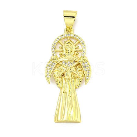 Rack Plating Brass Micro Pave Clear Cubic Zirconia Pendants KK-B091-30G-05-1