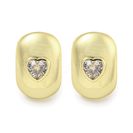 Brass Micro Pave Cubic Zirconia Stud Earrings for Women EJEW-E312-01C-G-1