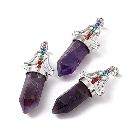 Natural Amethyst Big Pointed Pendants G-I342-01P-02-1
