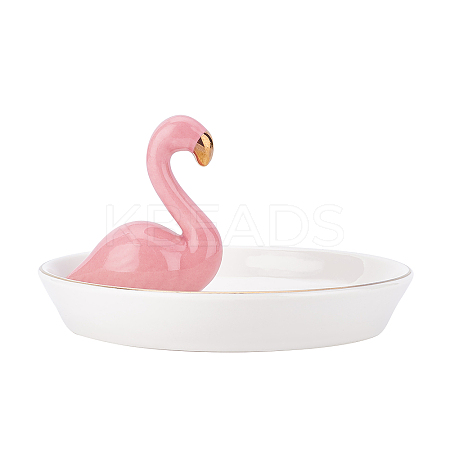 Porcelain Flamingo Ring Holder DJEW-WH0011-26-1