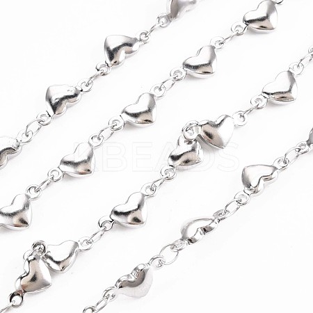 Non-Tarnish 201 Stainless Steel Heart & Oval Link Chains STAS-N092-116-1