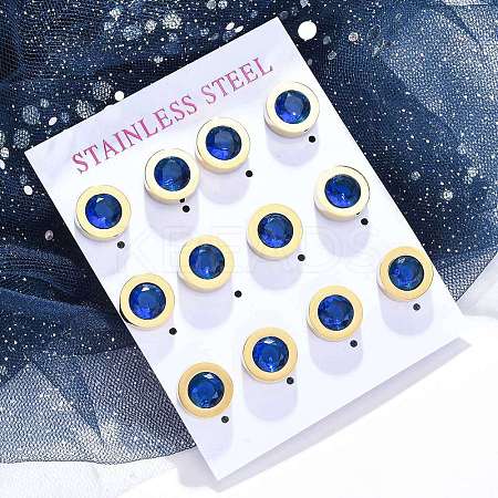 304 Stainless Steel Flat Round Stud Earrings EJEW-C099-23G-01-1