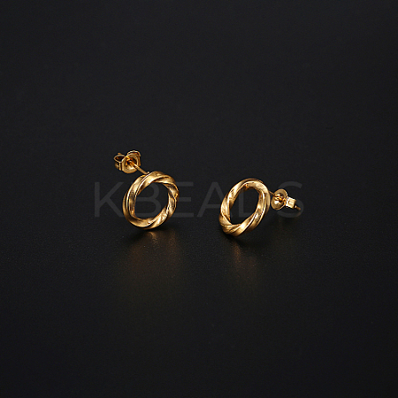 304 Stainless Steel Ring Stud Earring for Women KE1906-1