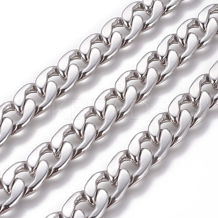 304 Stainless Steel Cuban Link Chains CHS-E018-14P-1