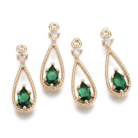 Brass Micro Pave Cubic Zirconia Pendants X-KK-R111-003-A01-1