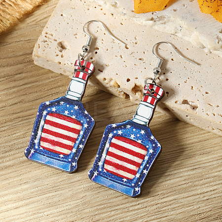 American Independence Day Bottle Wood Dangle Earrings YF8853-4-1