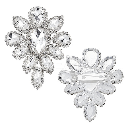 2Pcs Silver Alloy Glass Brooch JEWB-FG0001-55A-1