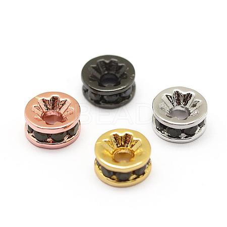 Brass Micro Pave Grade AAA Cubic Zirconia Bead Spacers ZIRC-G100-6mm-61-NR-1