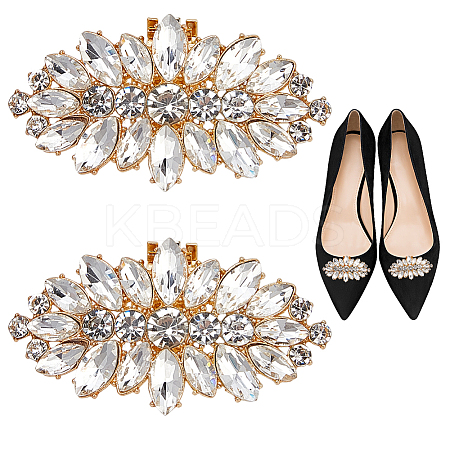 2Pcs Alloy Rhinestone Shoe Decorations FIND-CP0002-21-1