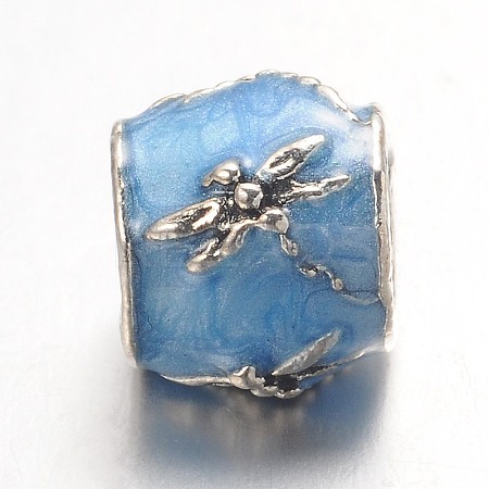 Barrel Large Hole Alloy Enamel European Beads MPDL-L013-10B-1