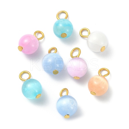 20Pcs Dyed Natural Selenite Round Charms PALLOY-JF02119-S-1