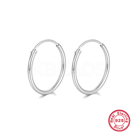 Anti-Tarnish Rhodium Plated 925 Sterling Silver Huggie Hoop Earrings HA9525-08-1