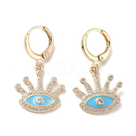 Real 18K Gold Plated Brass Dangle Leverback Earrings EJEW-L269-009G-03-1