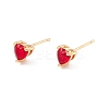 Cubic Zirconia Heart Stud Earrings EJEW-F282-18-G-2
