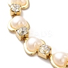 Rack Plating Iron Heart & Square Link Chain Bracelet with Clear Cubic Zirconia BJEW-I300-06G-2