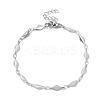 Non-Tarnish 304 Stainless Steel Rhombus Link Chain Bracelets for Women BJEW-D023-02P-1