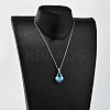 Teardrop AB Color Plated Electroplate Glass Pendant Necklaces NJEW-JN01492-1