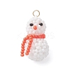 Glass Seed Beaded Snowman Pendants PALLOY-MZ01007-05-1