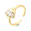 Ocean Theme Brass Micro Pave Cubic Zirconia Cuff Rings for Women RJEW-F184-17D-G-2