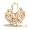 Brass Pave Clear Cubic Zirconia Toggle Clasps KK-G474-04G-4