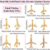 10Pcs 5 Styles Brass Micro Pave Cubic Zirconia Pendants KK-BBC0019-87-2