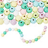 140Pcs 7 Colors Spray Painted Wood European Beads WOOD-GL0001-18-1
