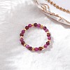 Natural Garnet Beaded Stretch Rings RJEW-JR00867-06-1